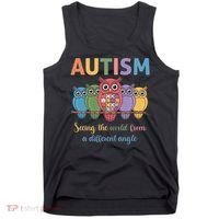 Owl Autism Seeing World Different Angle Awareness  Mom Tank Top thumb 0
