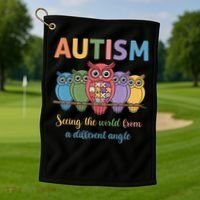 Owl Autism Seeing World Different Angle Awareness  Mom Golf Towel thumb 1