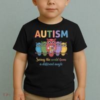 Owl Autism Seeing World Different Angle Awareness  Mom Toddler T-Shirt thumb 2