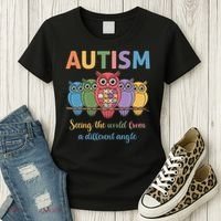 Owl Autism Seeing World Different Angle Awareness  Mom Women's T-Shirt thumb 3