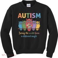 Owl Autism Seeing World Different Angle Awareness  Mom Kids Sweatshirt thumb 0