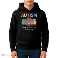 Owl Autism Seeing World Different Angle Awareness  Mom Kids Hoodie thumb 4