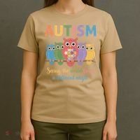 Owl Autism Seeing World Different Angle Awareness  Mom T-Shirt thumb 4