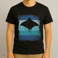 Ocean Animal Scuba Diving Stingray Retro Manta Ray T-Shirt thumb 3