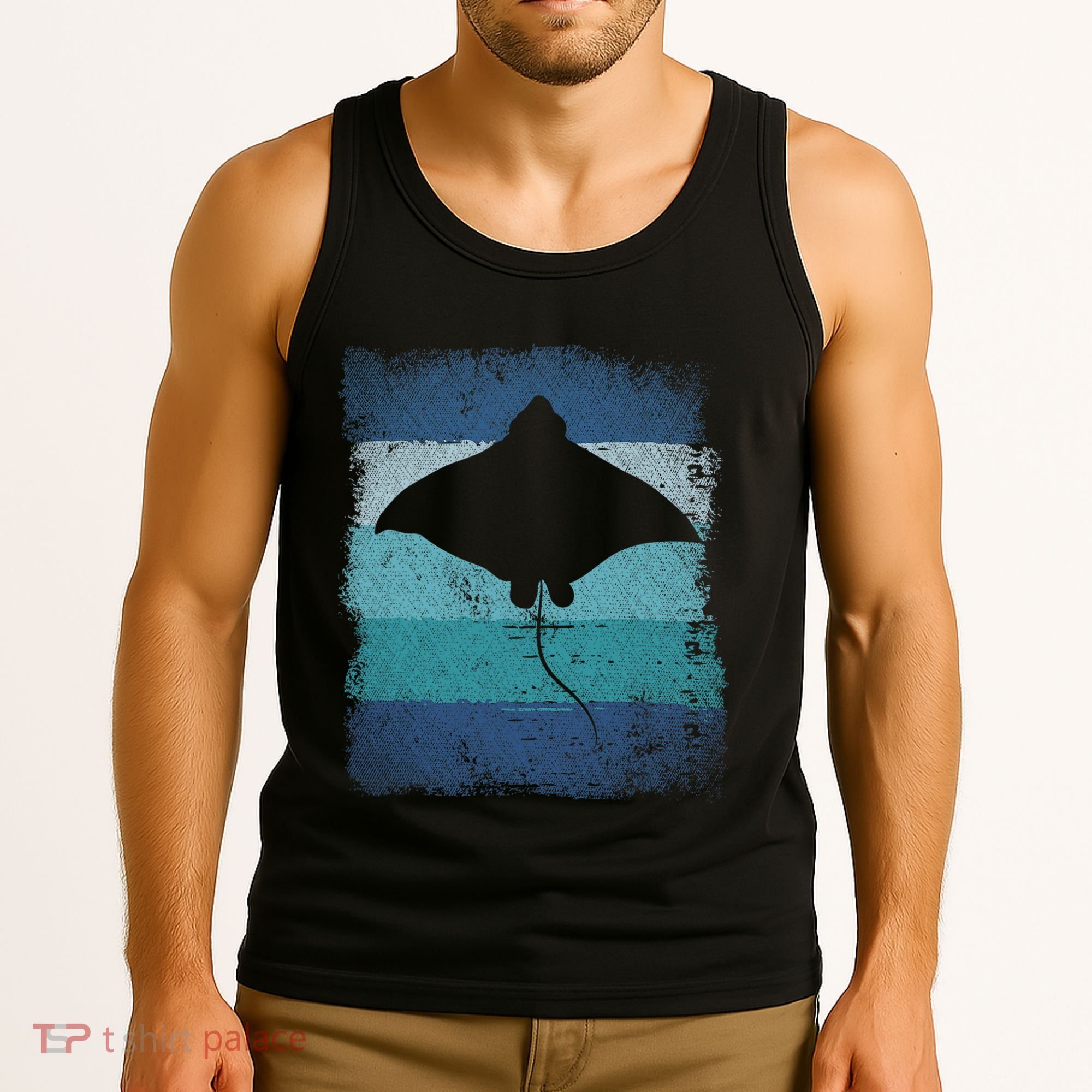 Ocean Animal Scuba Diving Stingray Retro Manta Ray Tank Top