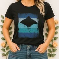 Ocean Animal Scuba Diving Stingray Retro Manta Ray Women's T-Shirt thumb 2