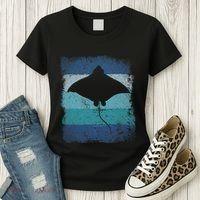 Ocean Animal Scuba Diving Stingray Retro Manta Ray Women's T-Shirt thumb 3