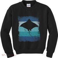 Ocean Animal Scuba Diving Stingray Retro Manta Ray Kids Sweatshirt thumb 0