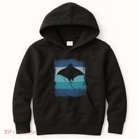 Ocean Animal Scuba Diving Stingray Retro Manta Ray Kids Hoodie thumb 0