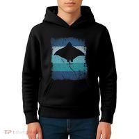 Ocean Animal Scuba Diving Stingray Retro Manta Ray Kids Hoodie thumb 4