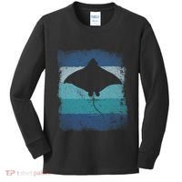 Ocean Animal Scuba Diving Stingray Retro Manta Ray Kids Long Sleeve Shirt thumb 0