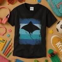 Ocean Animal Scuba Diving Stingray Retro Manta Ray Kids T-Shirt thumb 3