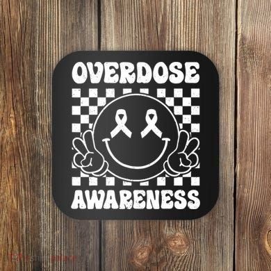 Overdose Awareness Support Smile Face Purple End Addiction Coaster