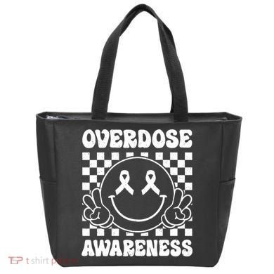 Overdose Awareness Support Smile Face Purple End Addiction Tote Bag