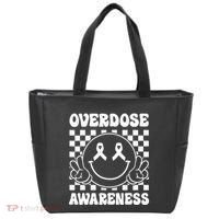 Overdose Awareness Support Smile Face Purple End Addiction Tote Bag thumb 0