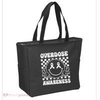 Overdose Awareness Support Smile Face Purple End Addiction Tote Bag thumb 2