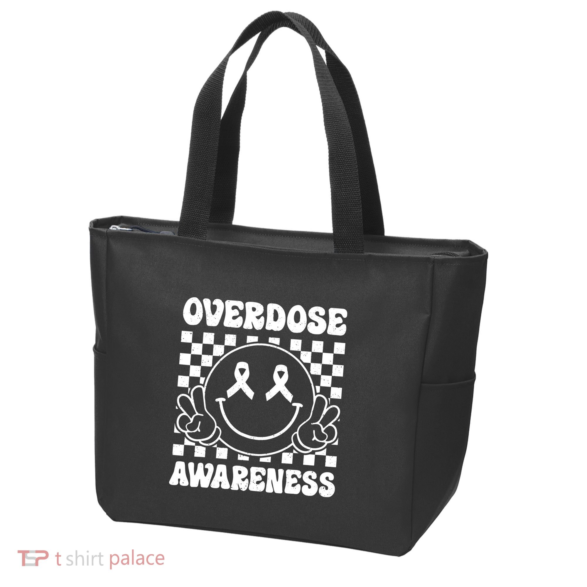 Overdose Awareness Support Smile Face Purple End Addiction Tote Bag