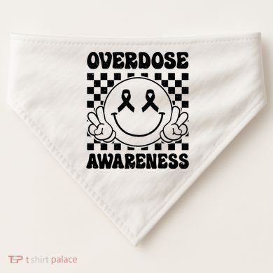 Overdose Awareness Support Smile Face Purple End Addiction USA-Made Doggie Bandana