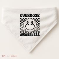 Overdose Awareness Support Smile Face Purple End Addiction USA-Made Doggie Bandana thumb 0