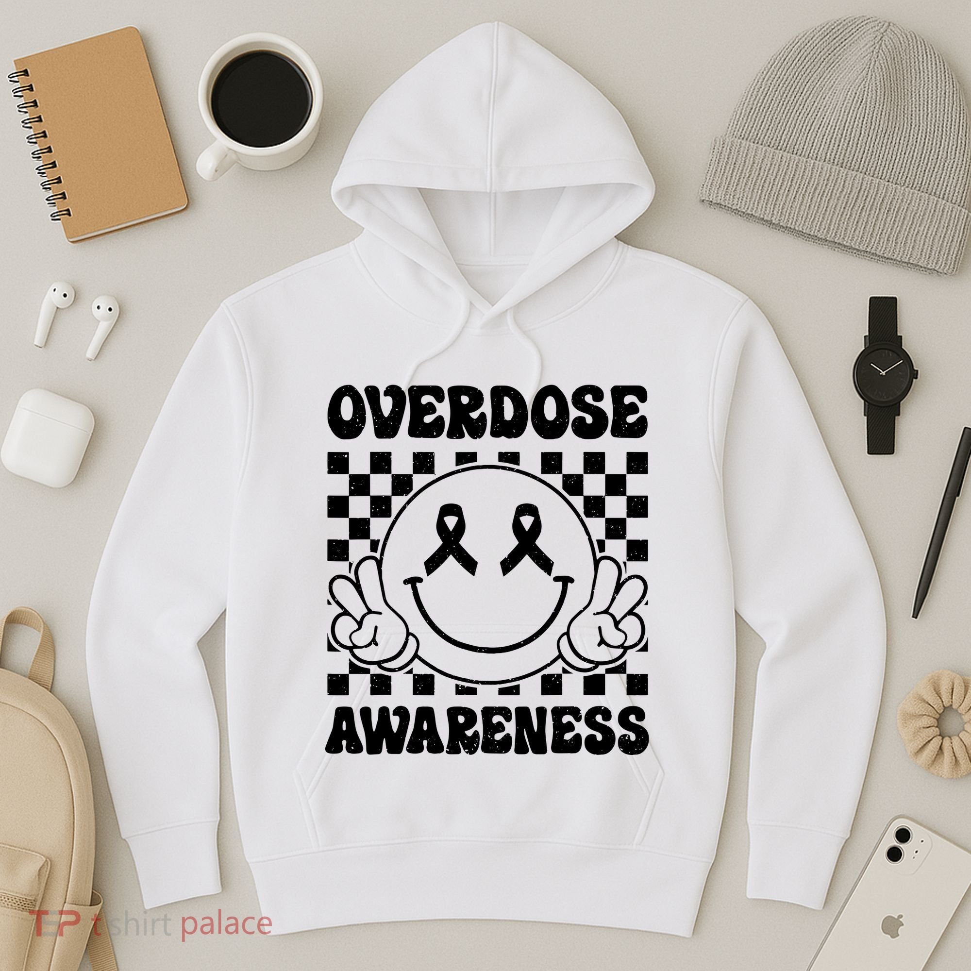 Overdose Awareness Support Smile Face Purple End Addiction Hoodie