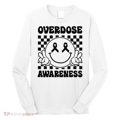 Overdose Awareness Support Smile Face Purple End Addiction Long Sleeve Shirt