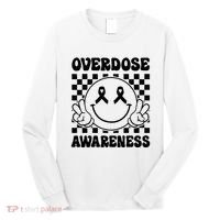 Overdose Awareness Support Smile Face Purple End Addiction Long Sleeve Shirt thumb 0