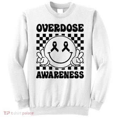 Overdose Awareness Support Smile Face Purple End Addiction Sweatshirt