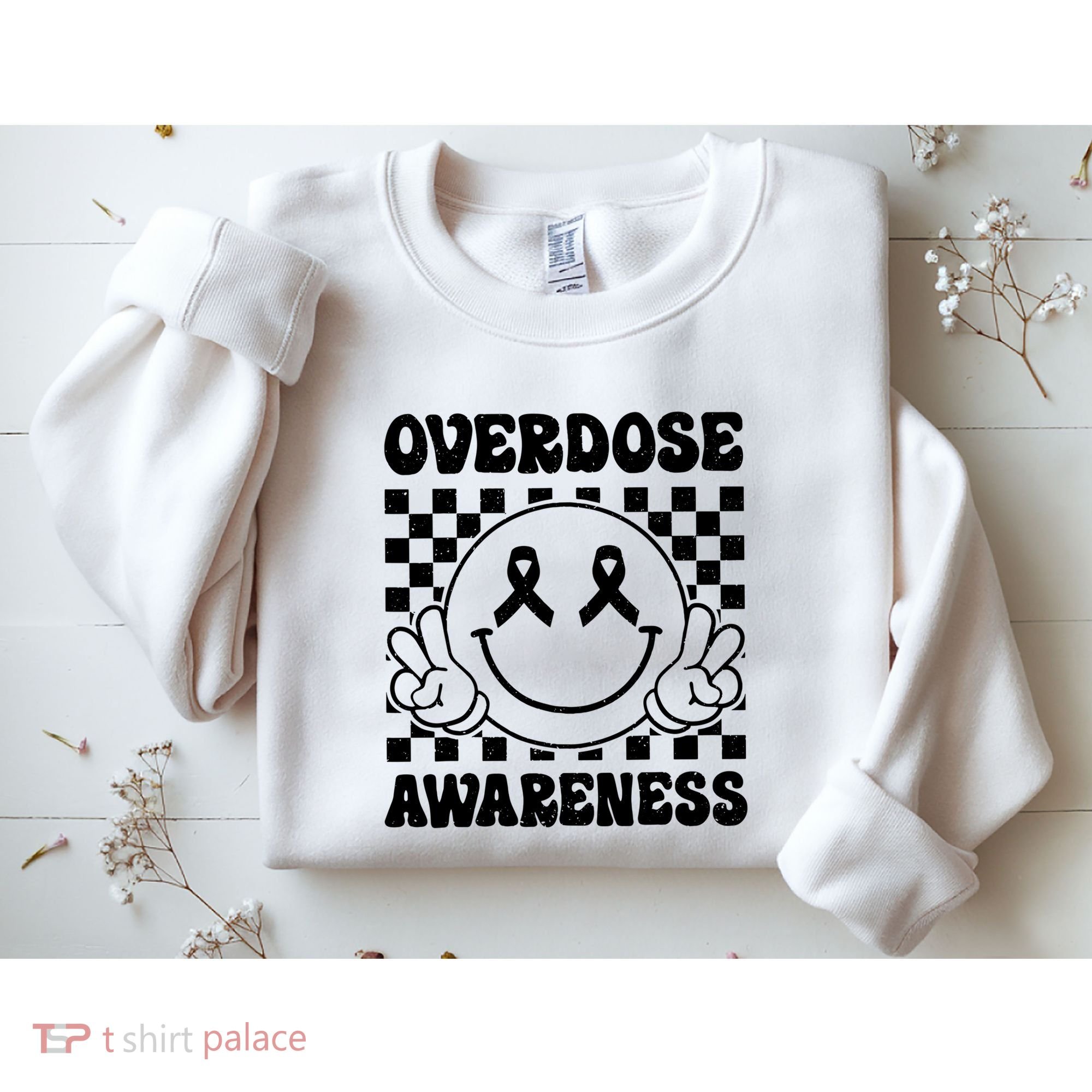 Overdose Awareness Support Smile Face Purple End Addiction Sweatshirt