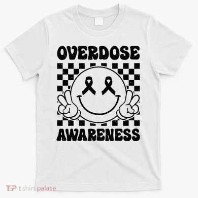 Overdose Awareness Support Smile Face Purple End Addiction T-Shirt