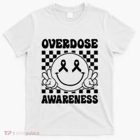 Overdose Awareness Support Smile Face Purple End Addiction T-Shirt thumb 0