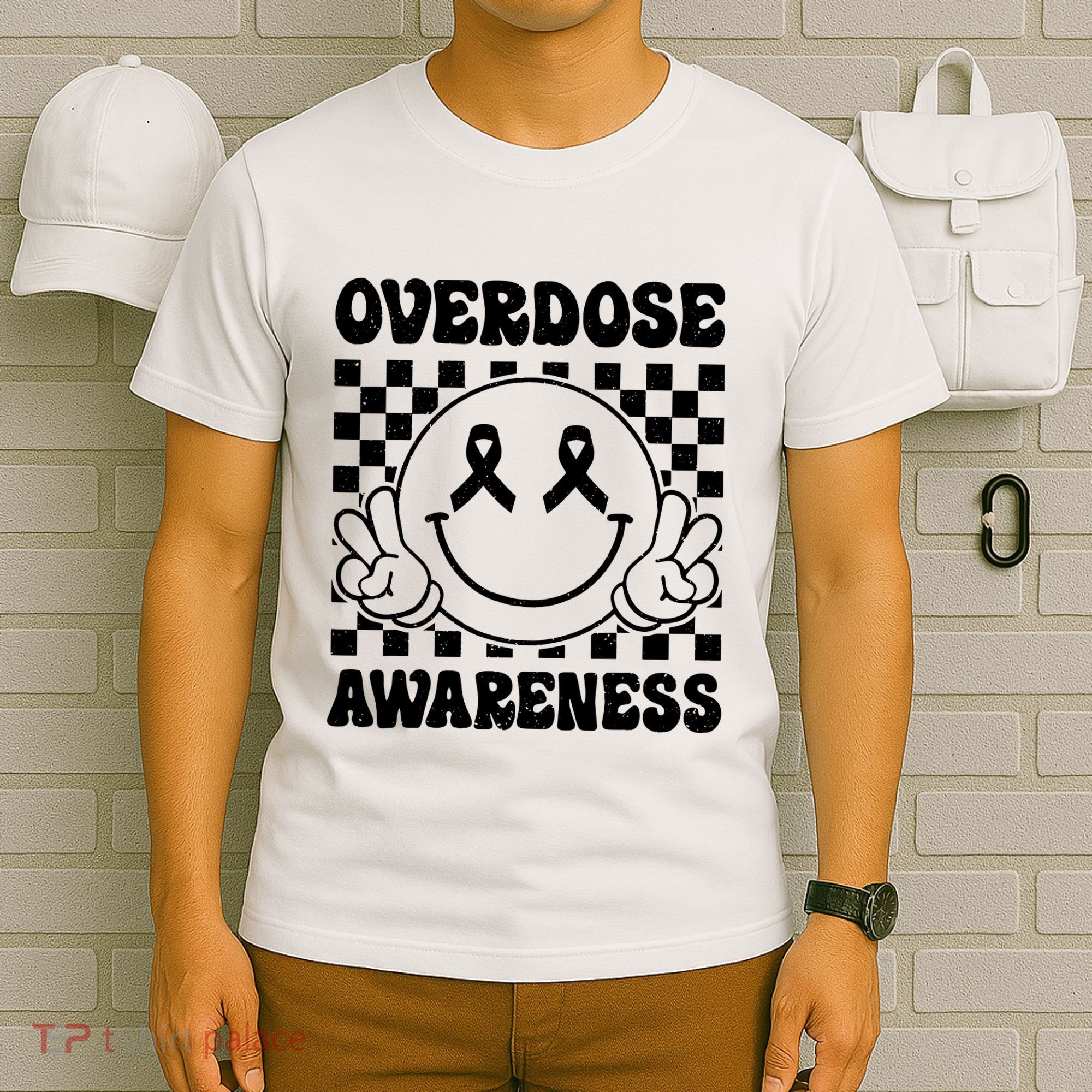 Overdose Awareness Support Smile Face Purple End Addiction T-Shirt