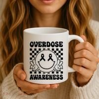 Overdose Awareness Support Smile Face Purple End Addiction Coffee Mug thumb 3