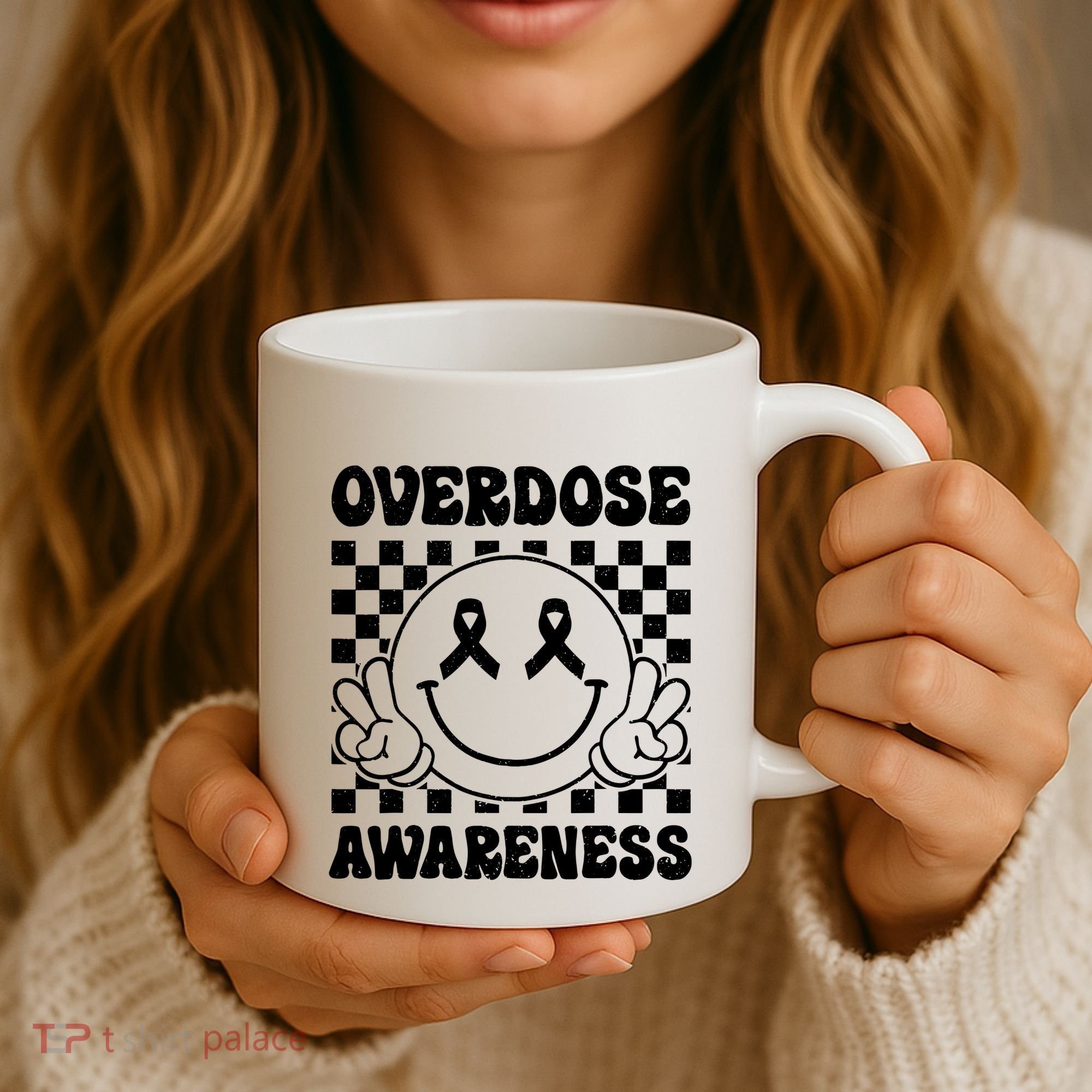 Overdose Awareness Support Smile Face Purple End Addiction Coffee Mug