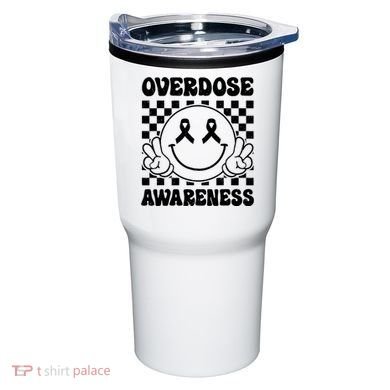 Overdose Awareness Support Smile Face Purple End Addiction Tumbler