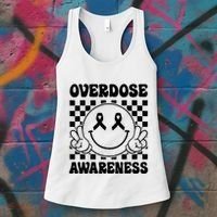 Overdose Awareness Support Smile Face Purple End Addiction Women's Tank Top thumb 3