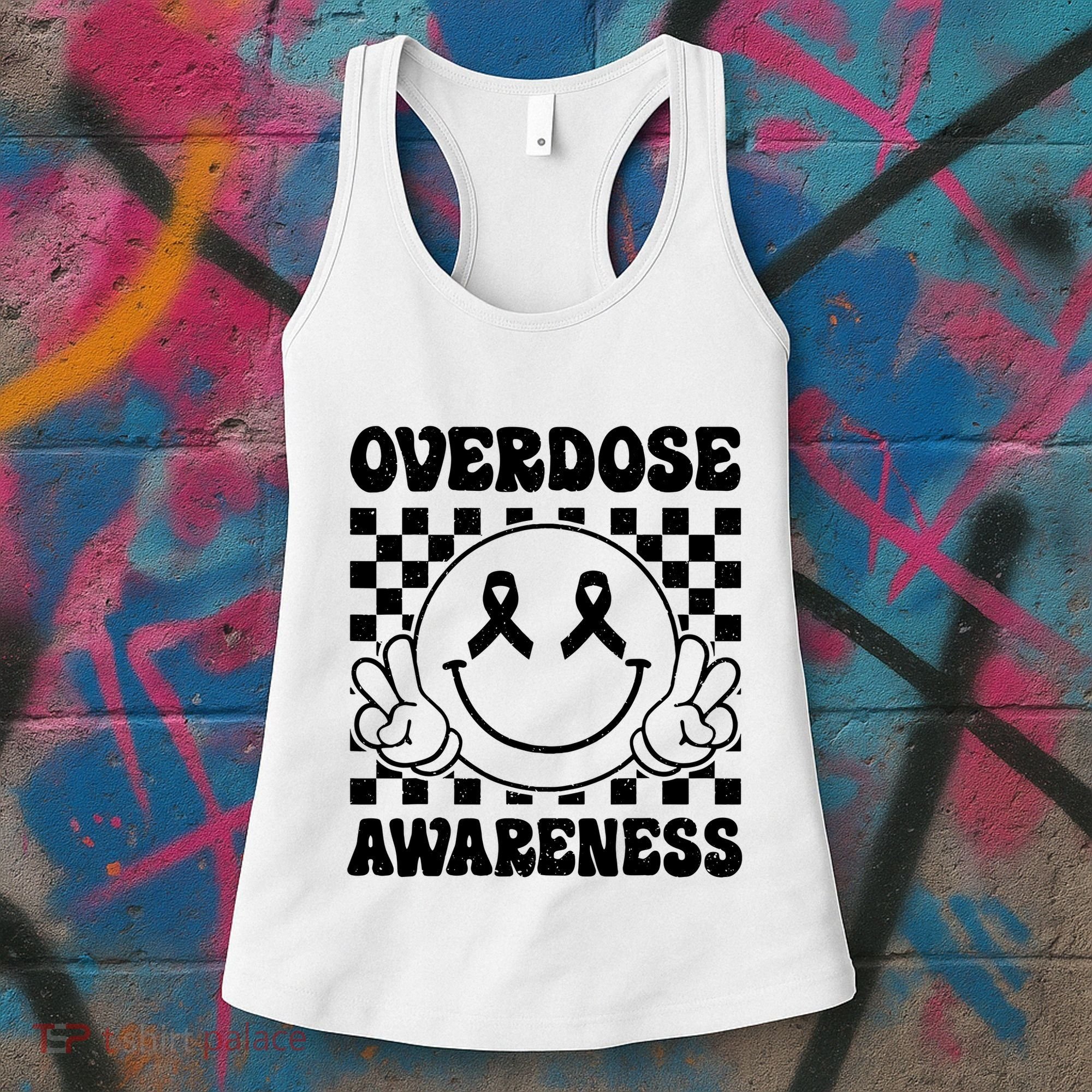 Overdose Awareness Support Smile Face Purple End Addiction Women's Tank Top