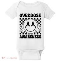 Overdose Awareness Support Smile Face Purple End Addiction Baby Bodysuit thumb 0