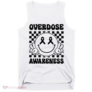 Overdose Awareness Support Smile Face Purple End Addiction Tank Top