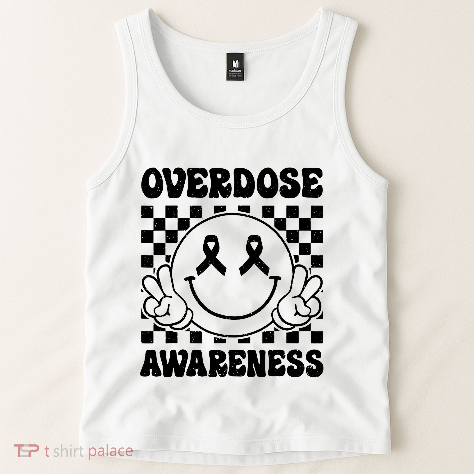 Overdose Awareness Support Smile Face Purple End Addiction Tank Top