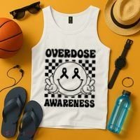 Overdose Awareness Support Smile Face Purple End Addiction Tank Top thumb 4