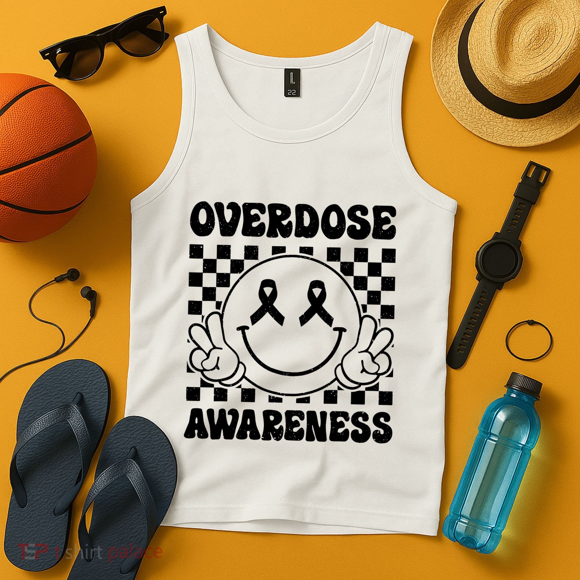 Overdose Awareness Support Smile Face Purple End Addiction Tank Top