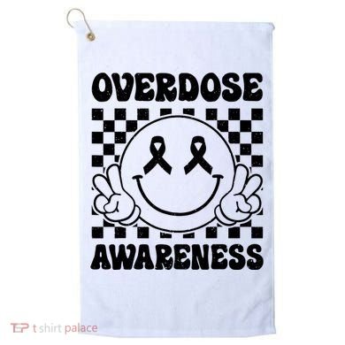 Overdose Awareness Support Smile Face Purple End Addiction Golf Towel