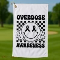 Overdose Awareness Support Smile Face Purple End Addiction Golf Towel thumb 1