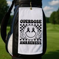 Overdose Awareness Support Smile Face Purple End Addiction Golf Towel thumb 2