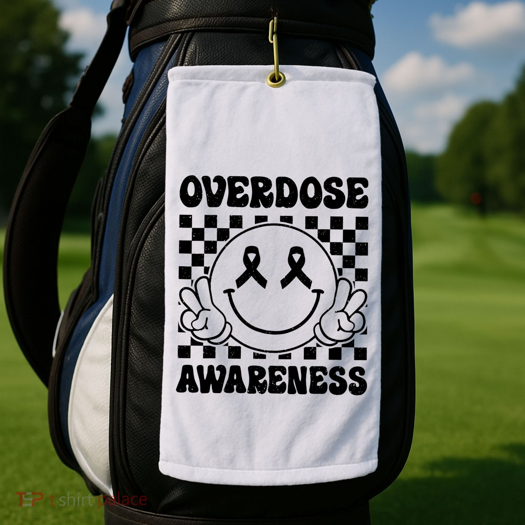 Overdose Awareness Support Smile Face Purple End Addiction Golf Towel