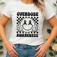 Overdose Awareness Support Smile Face Purple End Addiction Women's T-Shirt thumb 2