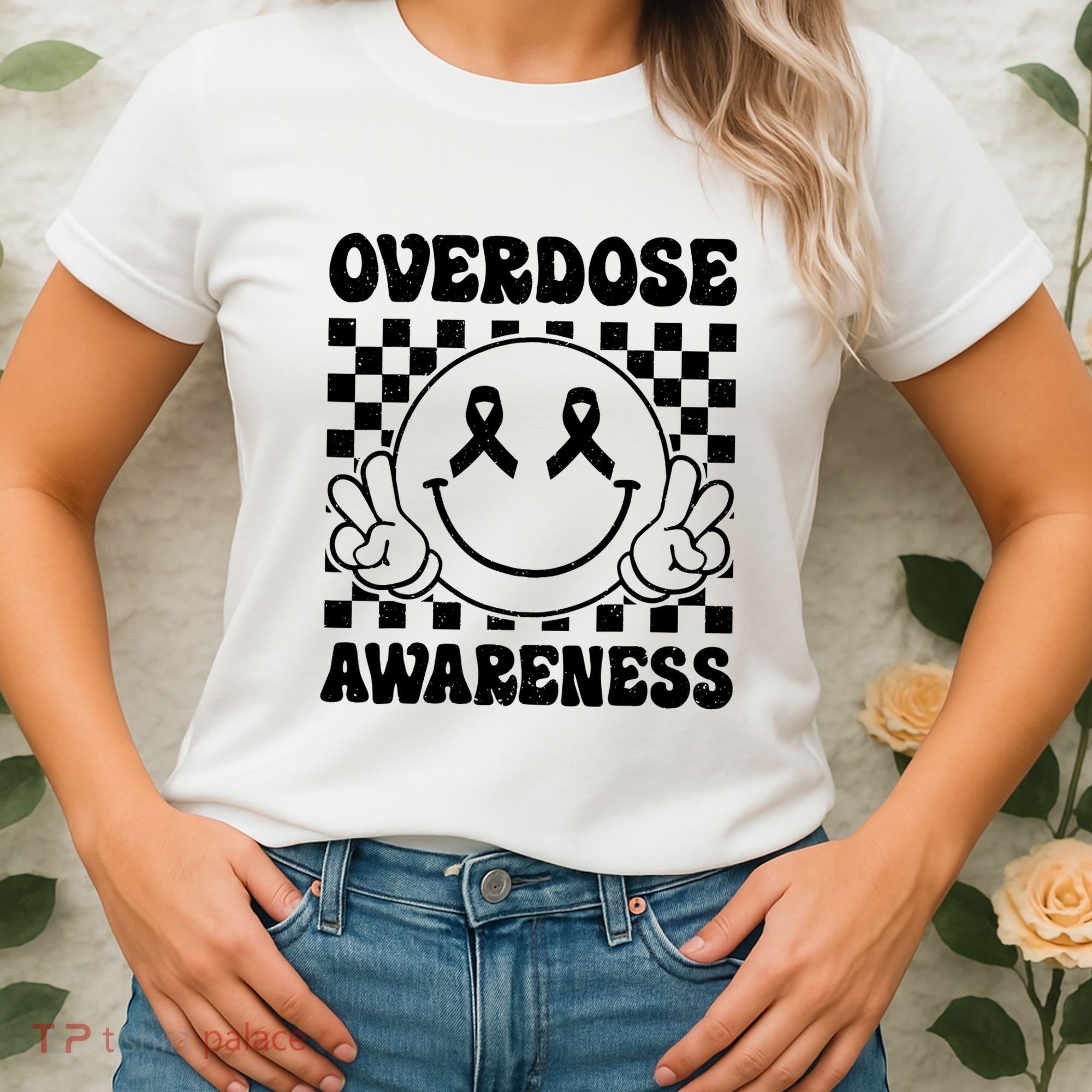 Overdose Awareness Support Smile Face Purple End Addiction Women's T-Shirt