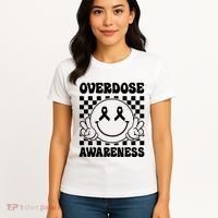 Overdose Awareness Support Smile Face Purple End Addiction Women's T-Shirt thumb 4