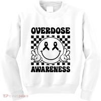 Overdose Awareness Support Smile Face Purple End Addiction Kids Sweatshirt thumb 0