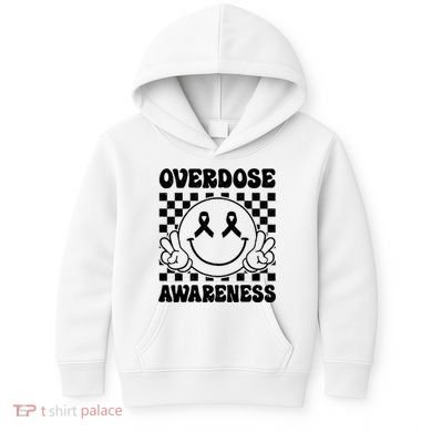 Overdose Awareness Support Smile Face Purple End Addiction Kids Hoodie